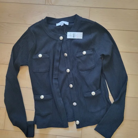 LOFT Ribbed Button Cardigan Jacket Size M NWT - Picture 2 of 5